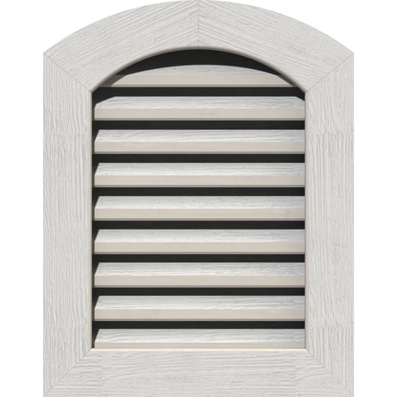 16"W x 36"H Arch Top Gable Vent (21"W x 41"H Frame Size): Primed, Functional, Rough Sawn Western Red Cedar Gable Vent w/ 1" x 4" Flat Trim Frame