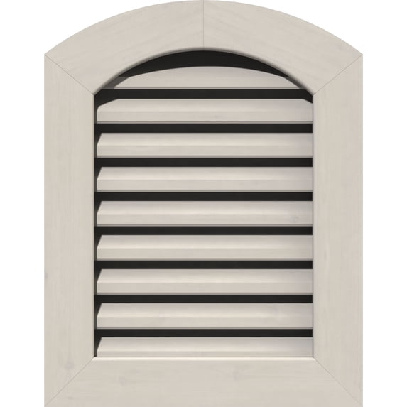 16"W x 36"H Arch Top Gable Vent (21"W x 41"H Frame Size): Primed, Functional, Smooth Pine Gable Vent w/ 1" x 4" Flat Trim Frame