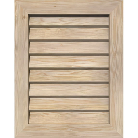 16"W x 36"H Vertical Gable Vent (21"W x 41"H Frame Size): Unfinished, Non-Functional, Smooth Pine Gable Vent w/ Decorative Face Frame