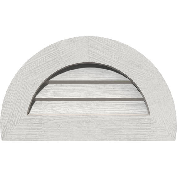 16"W x 8"H Half Round Gable Vent (21"W x 13"H Frame Size): Primed, Non-Functional, Rough Sawn Western Red Cedar Gable Vent w/ Decorative Face Frame