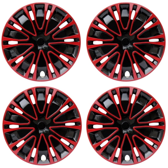 16" Wheel Covers & Hub Caps ABS Black and Red, 4 Pack