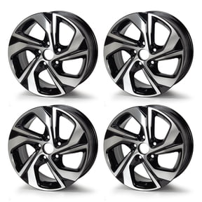 16" Wheel Rim 16x7-inch 5-Lug, for 2016-2017 Honda Accord 64078, Machined Black Alloy Rims, Set of 4