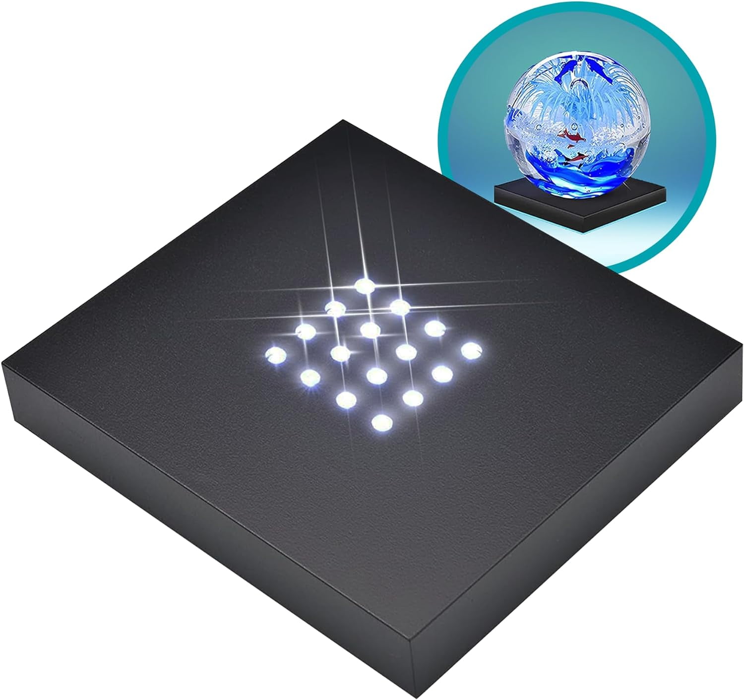 16 White Light LED Lighted Base For Glass Art Crystal Display, Lighted Base, Glass Vases For