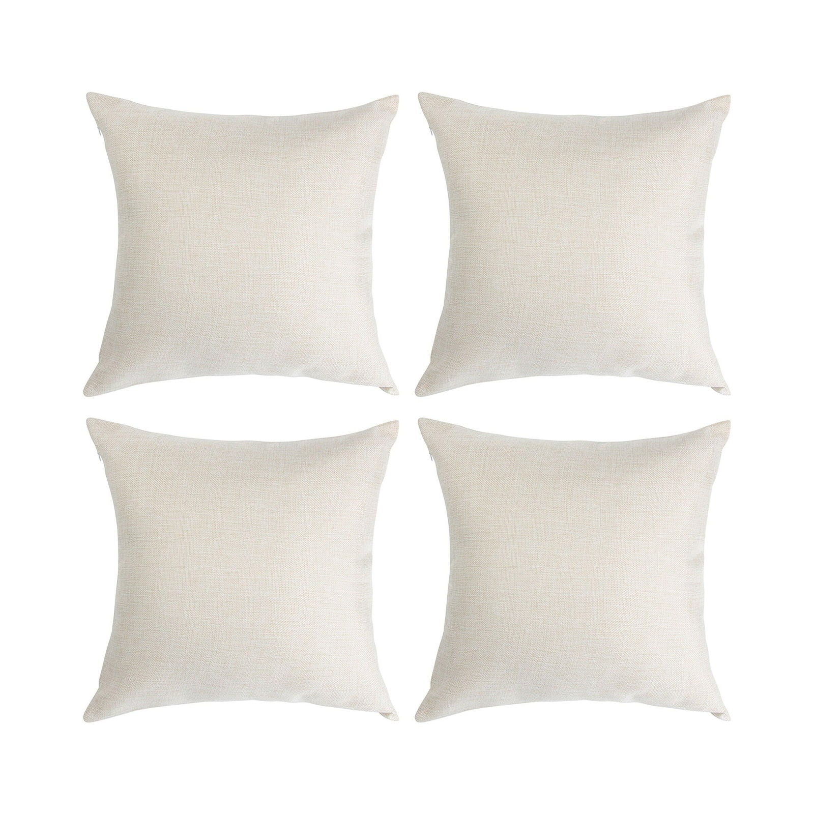 16" Off-White Linen-Like Square Pillow Cover Set