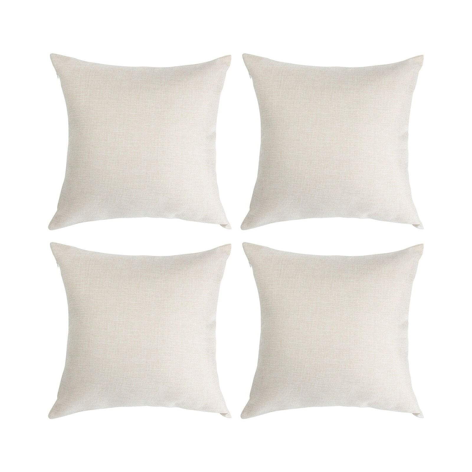 16" Off-White Linen-Like Square Pillow Cover Set