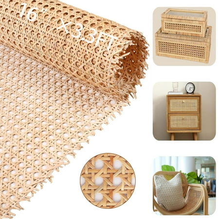 16" Width Cane Webbing Roll 3.3ft,Versatile Rattan Material for DIY Projects and Furniture Upgrades, Ideal for Repairing and Updating Chairs & Cabinets
