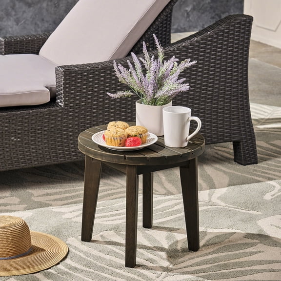 16" Wood Outdoor Side Table With Gray Finish And Construction In Gray, Enhancing Spaces Rustic Charm