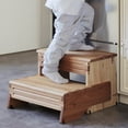 thumbnail image 1 of 16" Wooden Two Step Stool for Adult & Kid, Wider, Deeper & Safer Bedside Steps, Anti-Slip. Riser 2-Step Spa & Hot Tub Stairs for Pool, Heavy Duty for Kitchen, Bathroom, Closet, High Bed Step, 1 of 4