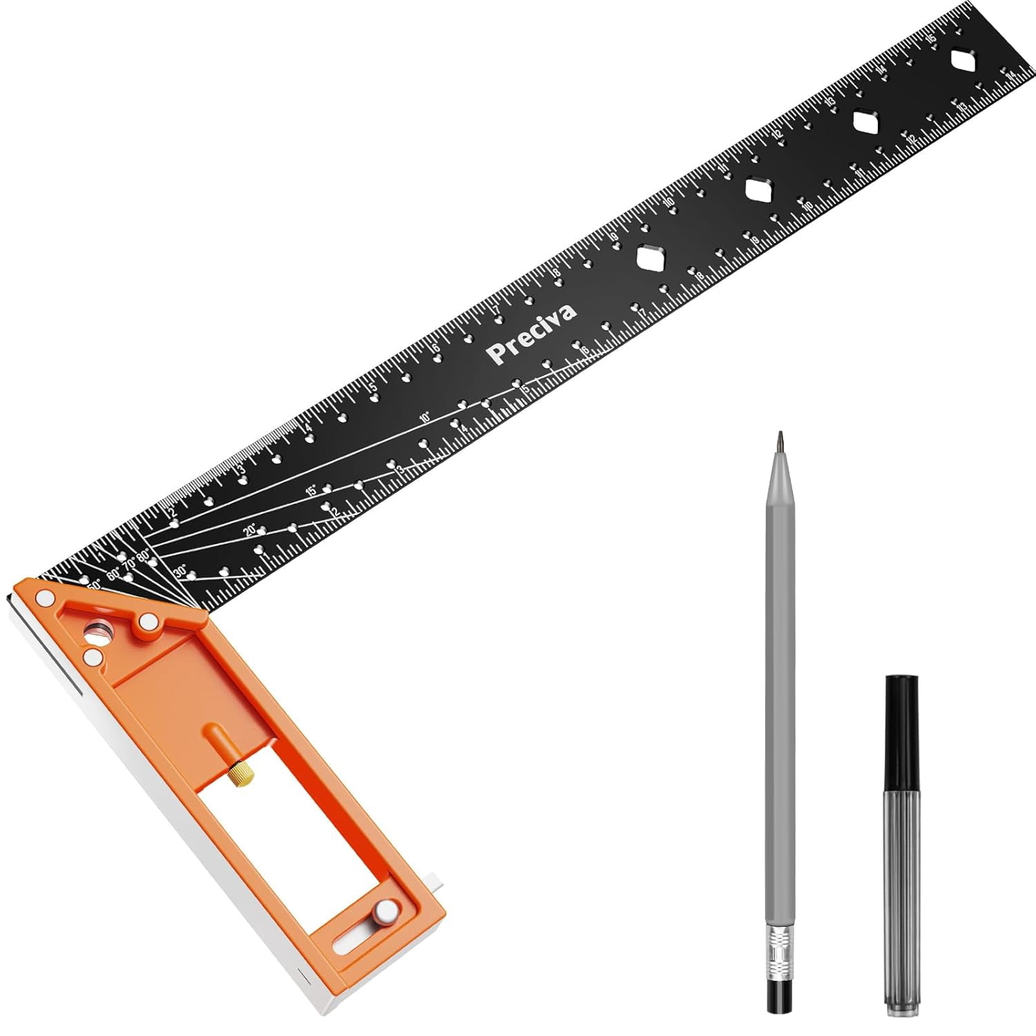 Mini Edge Scribe 16” Woodworking Square Ruler - 1/16” Scale Right Angle Ruler Carpenter ...