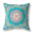 thumbnail image 1 of 16" X 16" Blue And Green Geometric Zippered Suede Throw Pillow, 1 of 5