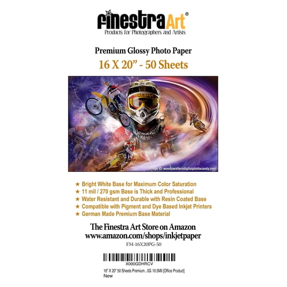 16" X 20" Premium Glossy Inkjet Photo Paper - 50 Sheets