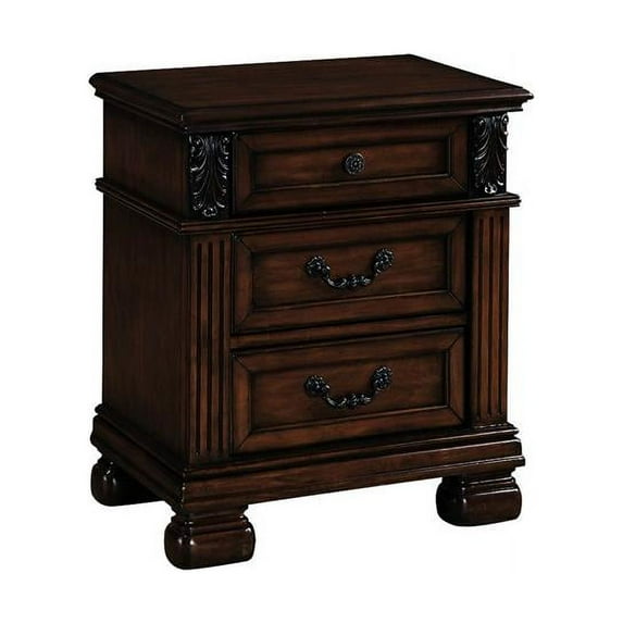 16" X 25" X 28" Dark Walnut Wood Nightstand