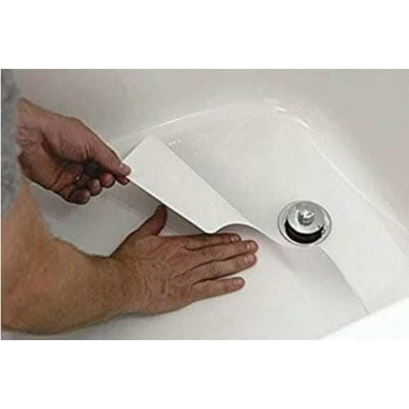 16" X 40" White Adhesive Vinyl Anti Slip Non Skid Safety Bath Mat with Drain Cut Out$$Home Decor, Kitchen, & Other