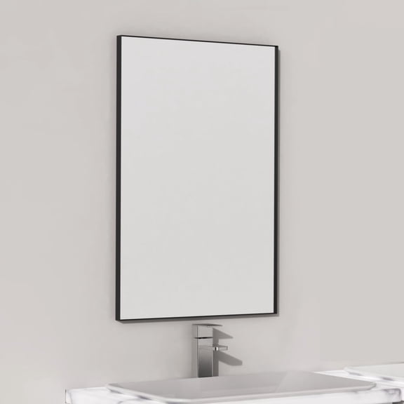 16 X Black Bathroom Mirror for Wall, Square Corner Rectangle Black 24 Inch, Black