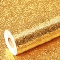 thumbnail image 1 of 16"X197" Gold Texture Contact Paper Kitchen Oil Proof Wallpaper Peel and Stick Contact Paper Self Adhesive Aluminum Foil Waterproof Wallpaper for Kitchen Countertop Cabinet Drawer Liner Shelf Liner, 1 of 10