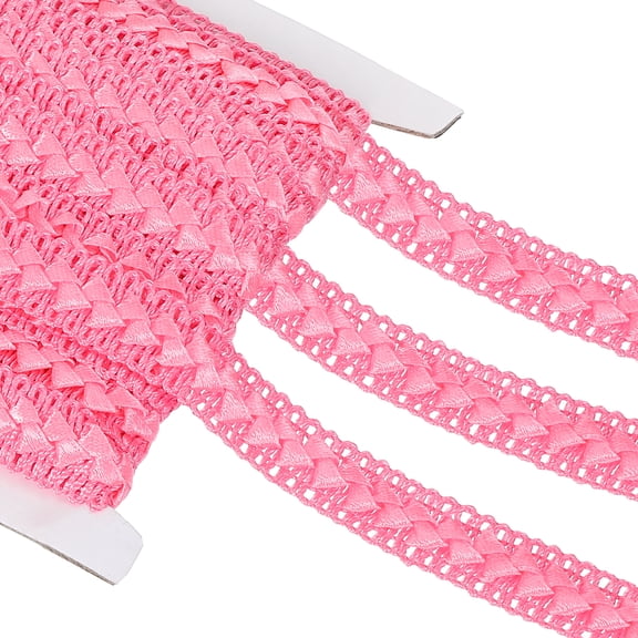 16 Yard Braid Trim, 0.7" Wide Braid Lace Ribbon Gimp Trim Strap for DIY Craft Sewing Accessories Costume Home Decoration, Fluorescent Pink