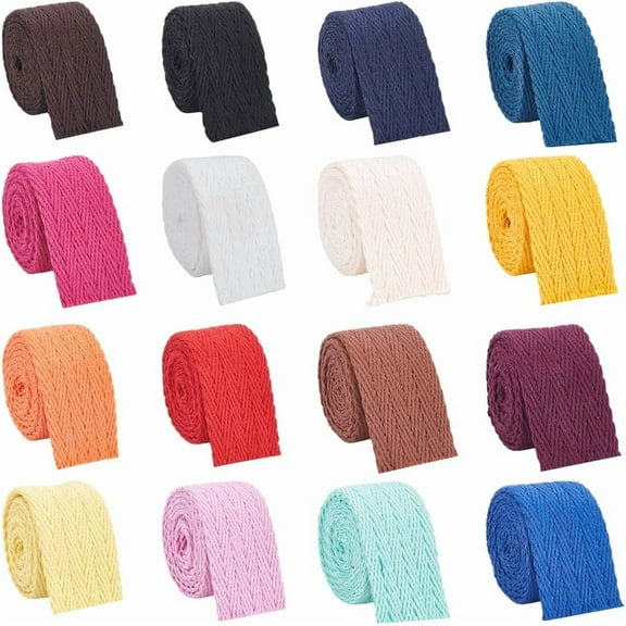 16 Yards 16 Colors Herringbone Trim Ribbon 1.5 Inch Twill Tape Trim Polycotton Twill Tape Herringbone Tape Ribbon Webbing Herringbone Strap for Sewing Binding Gift Wrapping DIY Craft