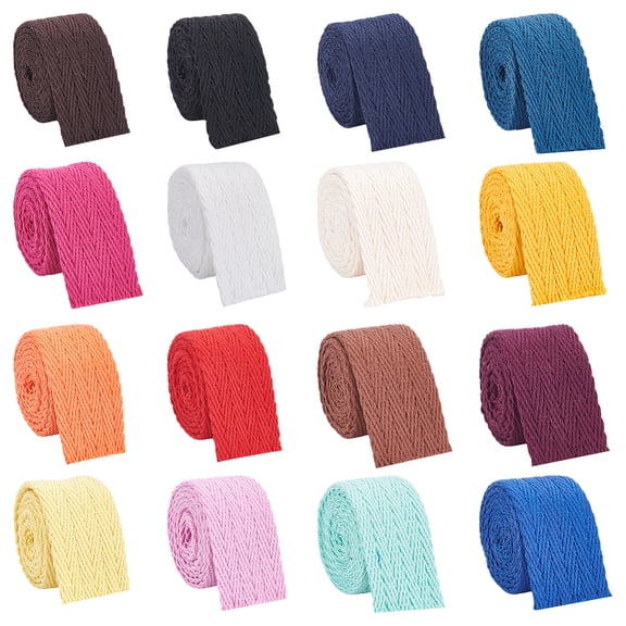 16 Yards 16 Colors Herringbone Trim Ribbon 1.5 Inch Twill Tape Trim Polycotton Twill Tape Herringbone Tape Ribbon Webbing Herringbone Strap for