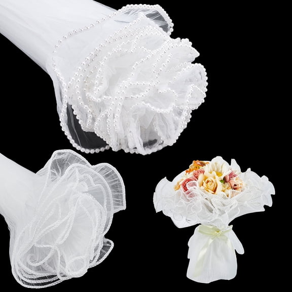 16 Yards 2 Colors Flower Wrapping Mesh Paper Wrinkled Flower Bouquet Packaging Wrinkled Translucent Mesh Florist Supplies