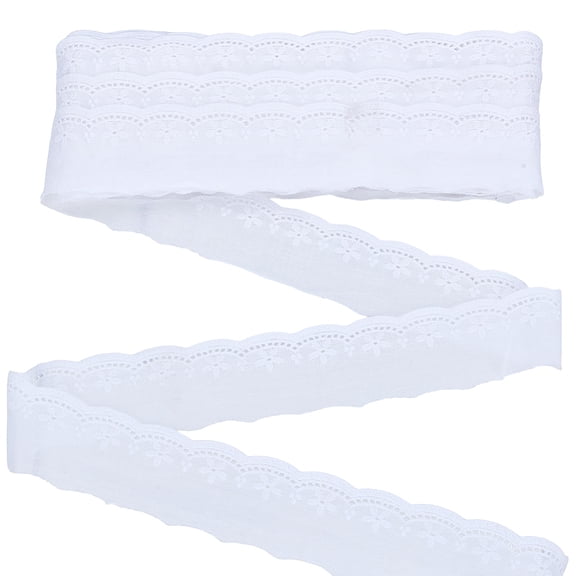 16 Yards Cotton Eyelet Lace Trim Ribbon 1-3/4 inch Wide White Embroidered Sewing Lace Premium Cotton Lace Edging