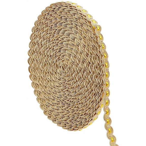 16 Yards Gimp Braid Trim Golden Rhombus Pattern Polyester Woven Braid Trim 14mm Decorative Gimp Trim Ribbon for Costume DIY Crafts Sewing Jewelry Making Home Decoration diy