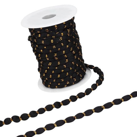 16 Yards Trim Ball Fringe Trim Black Polyester Ribbon Trim for Sewing Accessories DIY Crafts Home Decoration Dress Waist Chain