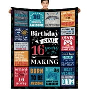 16 Year Old Boy Gifts, 16 Year Old Boy Birthday Gift Ideas 50x60 Inch 16 Year Birthday Throw Blanket Son Grandson Gifts from Mom Dad Grandparents