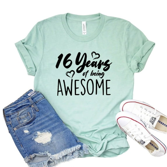 16 Years Of Being Awesome T-shirt Womens B'day Shirt Gift For Daughter 16Th Birthday Shirts Made In 2005 Tshirt Party Tee