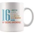 thumbnail image 1 of 16 Years Old 16th Birthday Mugs for Gift- 11 Oz Coffee Tea Cup- 16 Years 192 Months of Being Awesome Novelty Anniversary Top Presents, 1 of 4