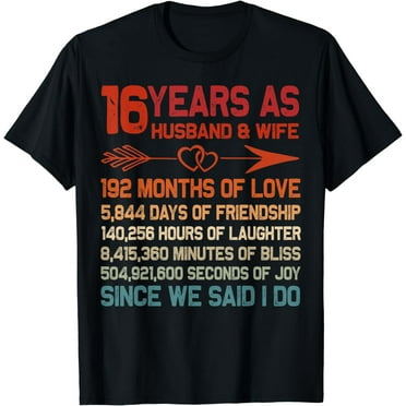 16 Years as Husband & Wife 16th Anniversary Gift for Couple T-Shirt