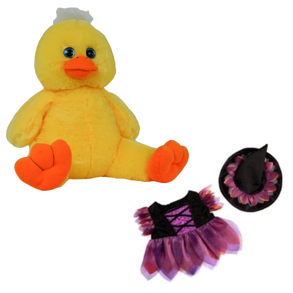 16" Yellow Duck Halloween Plush - Adorable Yellow Duck Stuffed Toy Wearing Halloween Witch Costume - Soft and Cuddly Halloween Toy for Kids and Festive Decor