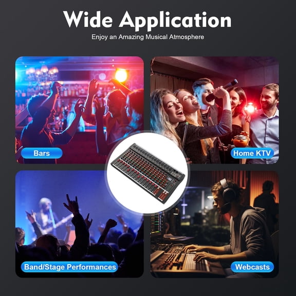 16-channel Audio Mixer Console, Professional DJ Audio Mixer, 16-Channel DJ Mixing Console, Black