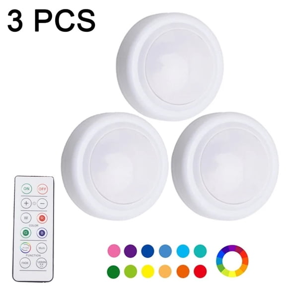 16 colors changeable LED puck lights, battery dimmable under cabinet wireless, 2 remotes timer.