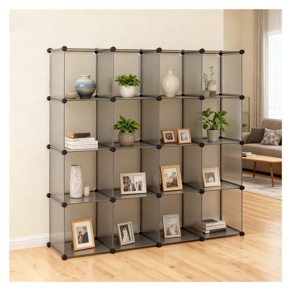 16-compartment cube shelf white, expandable plastic plug-in shelf - practical step shelf as storage shelf for children's rooms and bedrooms, perfect for clothes, toys