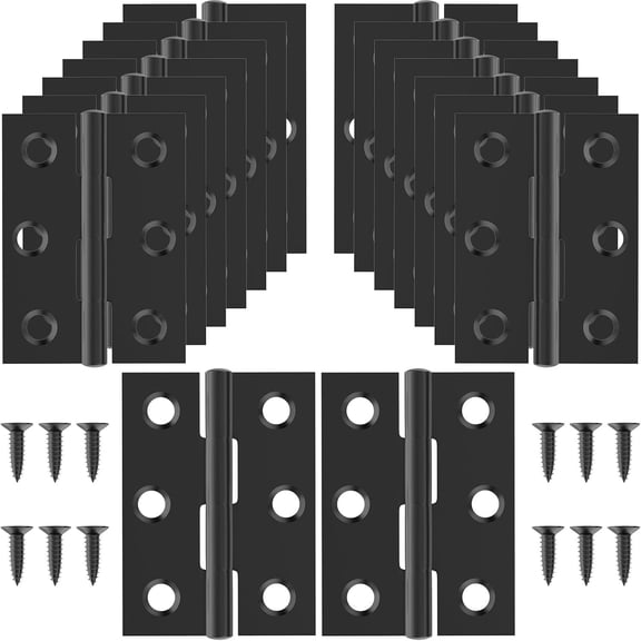16 count 2.5 Inch Door Hinge, Stainless Steel Folding Hinges with Mounting Screws for Cabinets, Furniture, Outdoor Windows, Crafts (Black)