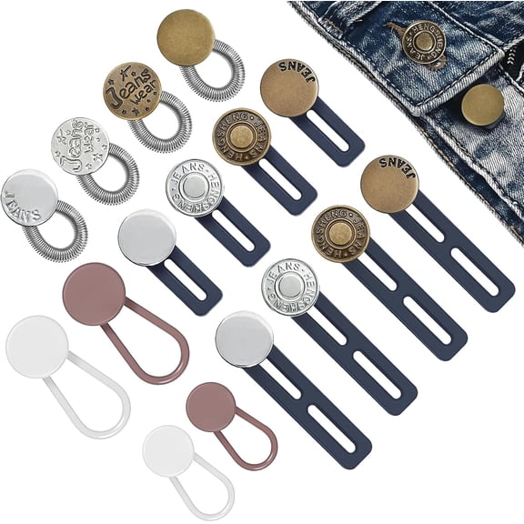 16 count Button Extenders for Jeans, Pant Extender Buttons for Women Men, Pants Waistband Expander, No Sew Extensions for 1-1.8