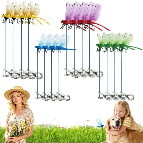 16 count Dragon Fly Clips for  Repellent, Dragonflies,  Dragonfly Clips to Keep  ,Driving  Bees & Flies - Fly  Devices for Indoor & Outdoor Garden Stakes Decor, Patio