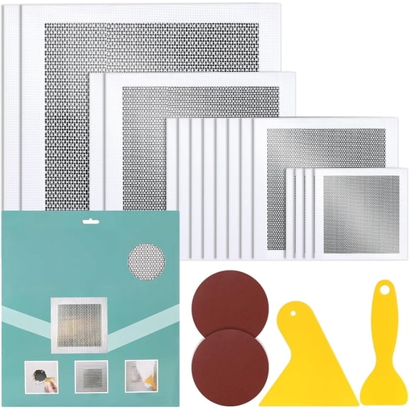 16 count Drywall Repair Kit, 2/4/6/8in Self-Adhesive Drywall Patch Kit with Sandpapers & Scrapers, Wall Repair Patches for Small Big Holes & Cracks, Quick Fix for Ceiling Bathroom Wall