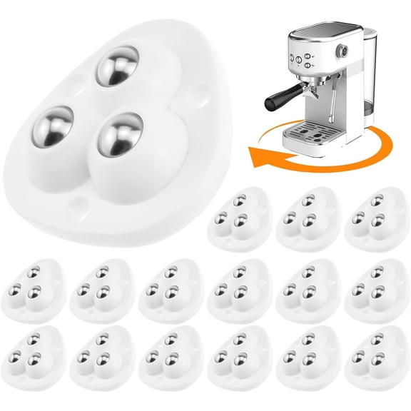 16 count Mini Self Adhesive Caster Wheels, 360? Swivel Small Appliance Ball Transfer Casters Rollers Wheels Sliders Pulleys for Small Appliance, Small Furniture, Storage Box, Trash Can (White)