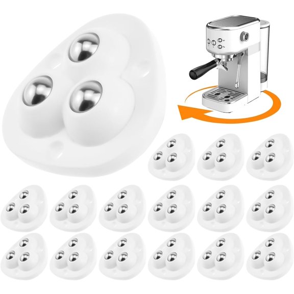 16 count Mini Self Adhesive Caster Wheels, 360? Swivel Small Appliance Ball Transfer Casters Rollers Wheels Sliders Pulleys for Small Appliance, Small Furniture, Storage Box, Trash Can (White)