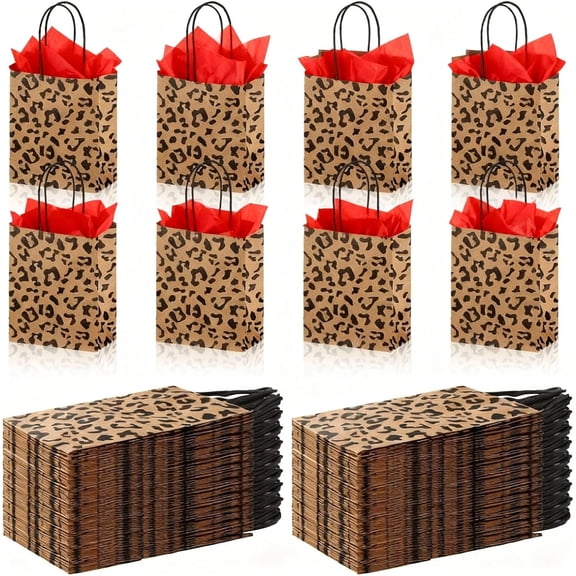 16 count  Print  Bags Leopard Print Small Paper Goodies Bags with Handle Jungle Safari Party Favor for   Life  Birthday  Shower Decorations Supplies, Without Tissue