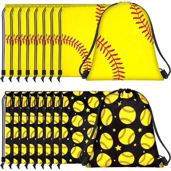 16 count Softball Drawstring Bag 15.8 x 13.4 Inch Softball Backpack Bag for Decoration