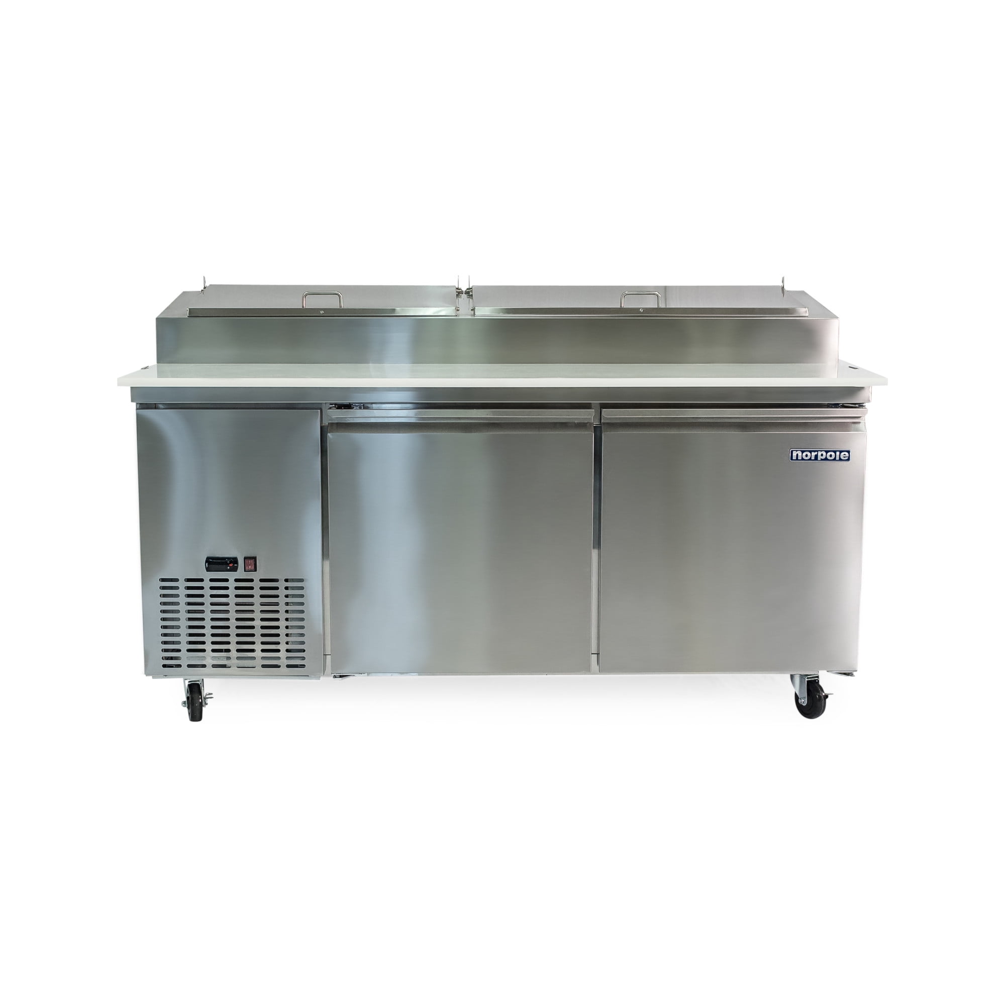 Norpole 16 cu. ft. 2-Door Pizza Prep Table Commercial Refrigerator in Stainless Steel in Stainless Steel