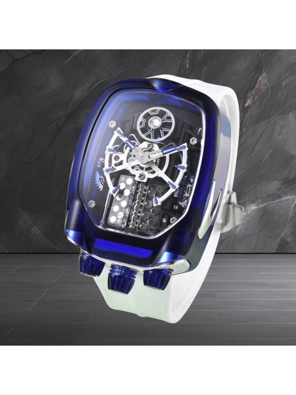 16-cylinder engine mechanism, crystal case and driven by a precision men’s quartz movement; the engine is integrated as a kinetic display element rather than a functional power source
