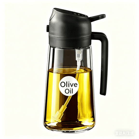 16 fl oz Glass Oil Sprayer  2-in-1 Kitchen Oil Dispenser, Food Grade Oil Mister for Cooking, Salad, BBQ, Air Fryer (Black, Includes Stickers)