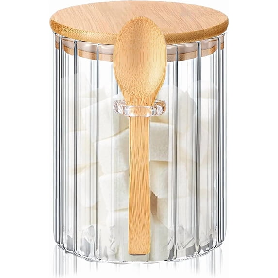 16 fl oz Glass Sugar Container, Airtight Sugar Jar with Bamboo Lid ...