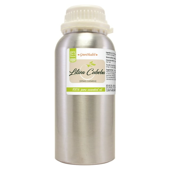 GreenHealth Litsea Cubeba Essential Oil 16 fl oz Aluminum Bottle with Plug Cap