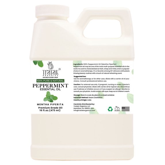 16 fl oz - Peppermint Piperita Essential Oil Plastic Can