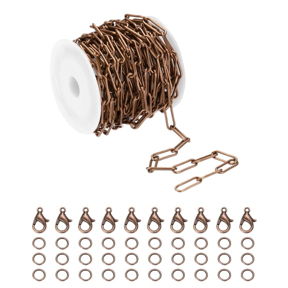 16 ft Chain for Jewelry Making Dark Brown with Jump Rings and Lobster Clasps