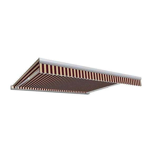 16 ft. Key West Full Cassette Manual Retractable Awning, Burgundy & Tan - 120 in.